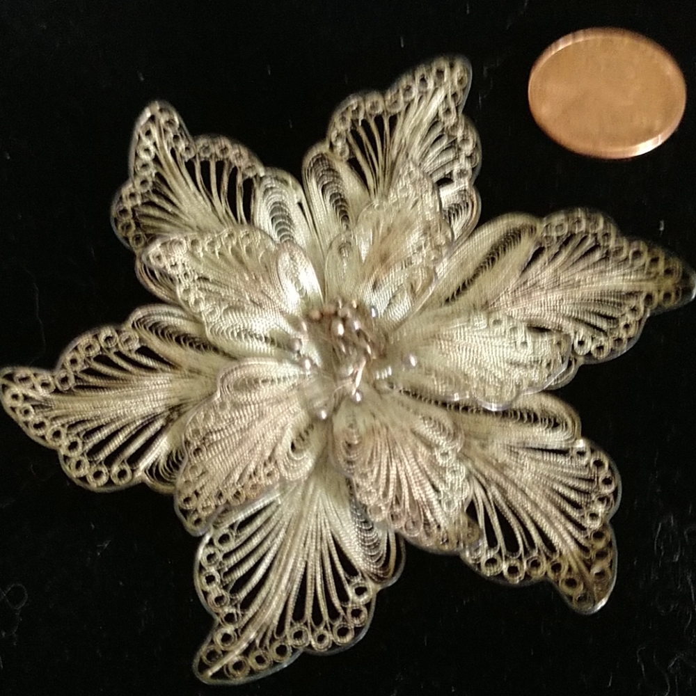 COPY - AJ VINTAGE Hallmarked Sterling Silver Intricate Filigree